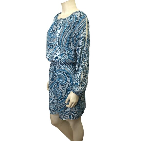 WHITE HOUSE BLACK MARKET SPLIT LONG SLEEVE CHIFFON DRESS SIZE‎ 0 - Picture 3 of 9